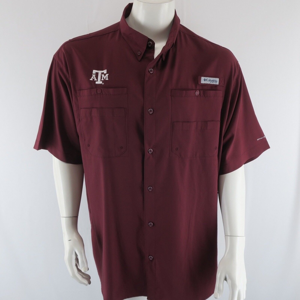 Columbia PFG Texas‎ A&M Aggies Short Sleeve Men's Fishing Vented Shirt Size XL